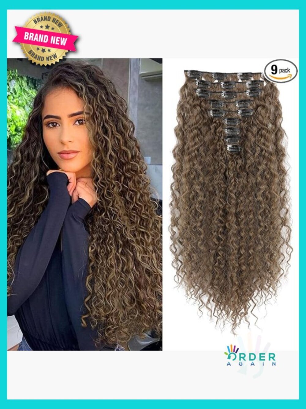 Clip In Hair Extensions 22 Inch Curly Long Synthetic Hairpieces For Women